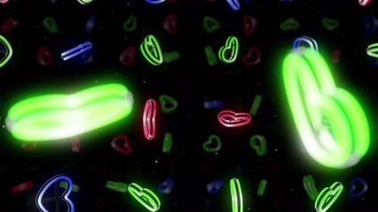 Wall Mural - heart neon love space glowing fluorescent lights stage cg background
