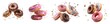 © Sandra Chia - Collection of round donut doughnut, Colourful set, flying falling with sprinkles nuts topping frosting on transparent background cutout, PNG file. Many assorted different. Mockup template for artwork