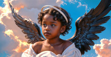 Beautiful Black Child Angel, With Wings