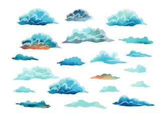 Wall Mural - Set of cloud objects. hand drawing. Not AI. Vector illustration