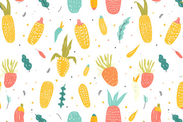 Wall Mural - Pastel Vegetable Pattern for Diverse Projects