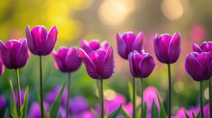 Wall Mural - Purple Tulips in Full Bloom