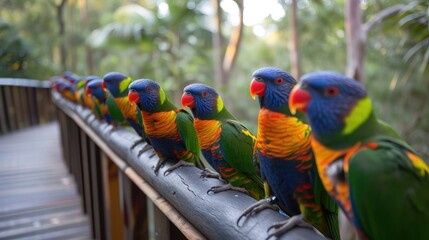 Wall Mural - View of Lorikeets at the Currumbin Wildlife Sanctuary