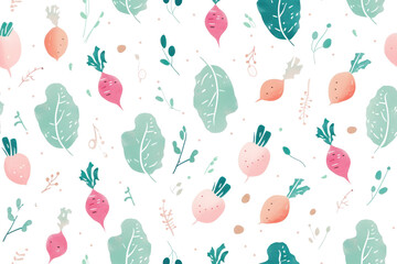 Wall Mural - Pastel Vegetable Pattern on Transparent
