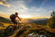 mountainbiker in the alps during sunset 