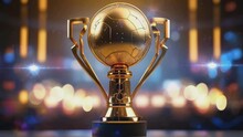  Winner's Trophy With Bokeh Background, Seamless Looping 4K Virtual Video Animation Background