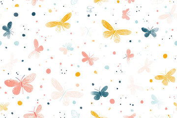  Pastel Night Butterflies Seamless Pattern