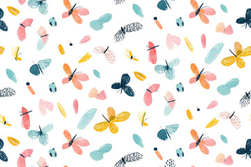 Wall Mural - Seamless Pastel Night Butterfly Pattern