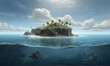 Flooded islands represent rising sea levels due to climate change. environment. Environmental destruction. Earth. Protect the Earth. serious. Image generation AI
