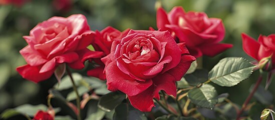 Canvas Print - Veterans' Honor(r) is a hybrid tea rose that blooms continuously from spring to fall.