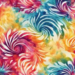 Wall Mural - Batik texture background. Abstract colourful tie dye textile texture background. Retro, hippie and boho style