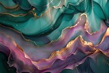 Fototapeta  - Currents of translucent hues, snaking metallic swirls. Natural luxury abstract fluid art painting in alcohol ink technique