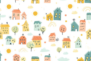 Wall Mural - Pastel Morning Seamless Pattern Design