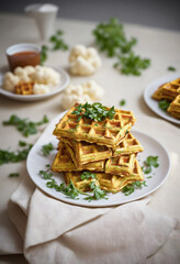 Wall Mural - vegetable waffles cooked with cauliflower in a plate