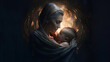 Mary and her baby. Jesus as a newborn baby. A mother and her child. A biblical story of women in the bible. 