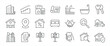 Real estate simple minimal thin line icons. Related home, apartement, mortgage, building. Editable stroke. Vector illustration.