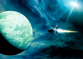 Wall Mural - futuristic fantasy world, new planets and civilizations, conquests in space. alien infrastructure fr