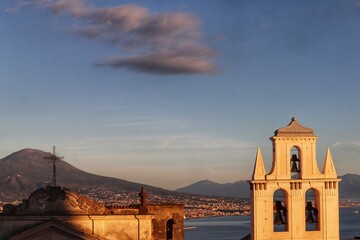 Poster - church at sunset