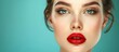 © 2rogan - Closeup portrait of a lovely young woman with red lips, representing concepts of fashion beauty, spa, and cosmetics.