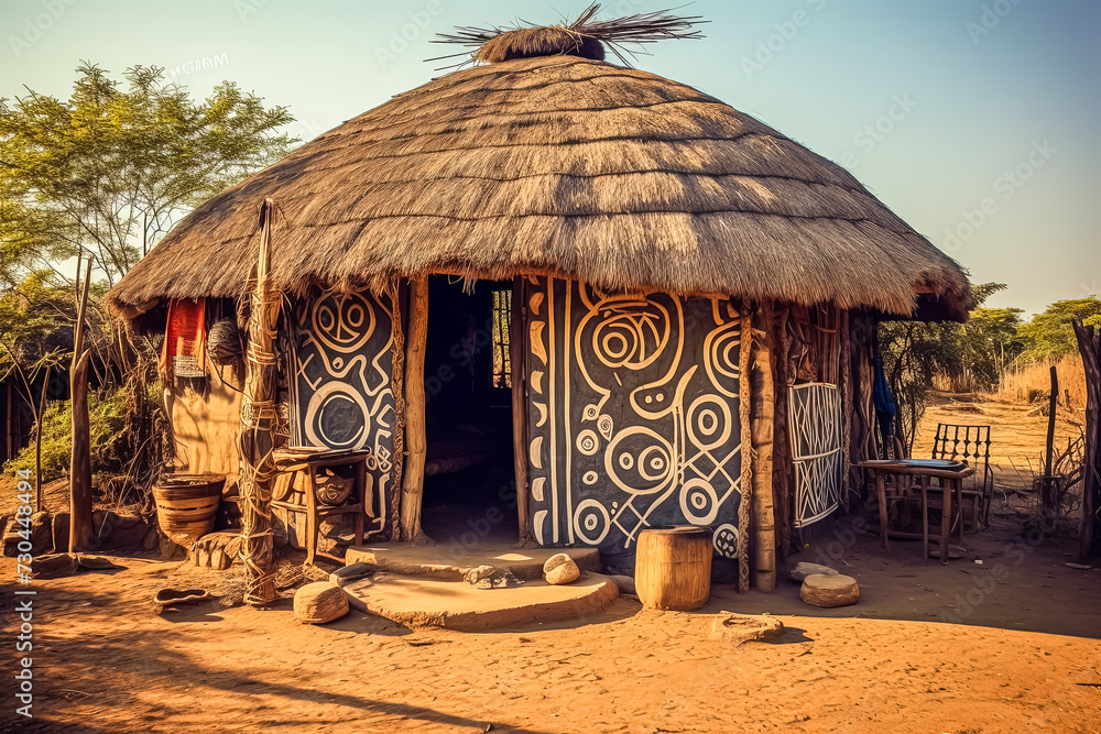 A beautiful traditional Ethiopian mud house with a thatched roof