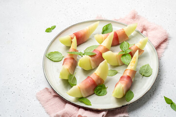 Wall Mural - Melon with ham and basil