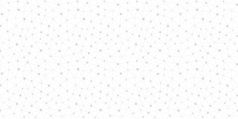 Wall Mural - Subtle vector triangular mesh seamless pattern. Abstract minimalist white and gray background with lines, nodes, polygonal grid, lattice. Simple minimal geometric texture. Repeated modern geo design