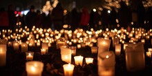 Candlelight Vigil With Women Lighting Candles To Support And Memorialize The Recently Deceased. Grieving Society Concept 