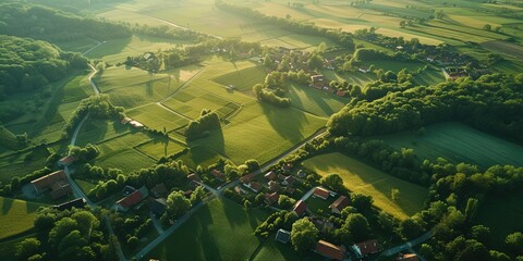 Wall Mural - Overhead aerial photo of a residential neighborhood development 