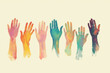 an illustration of diverse hands together