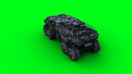 Sticker - Military futuristic battle car, tank. 3d rendering.