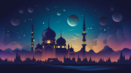 Glowing background for muslim feast in holy month of Ramadan Kareem