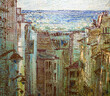 Paris, France. Illustration, oil colors painting. View on city, architecture of Paris.