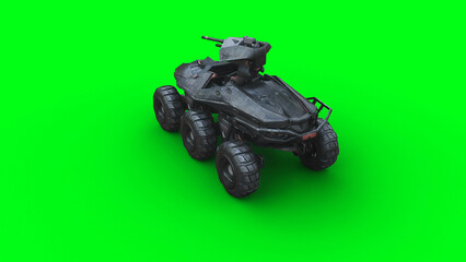 Sticker - Military futuristic battle car, tank. 3d rendering.