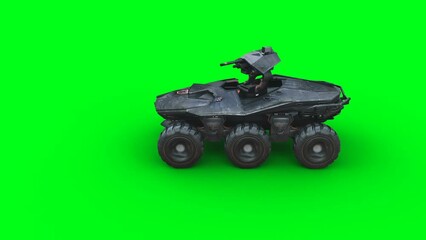 Sticker - Military futuristic battle car, tank. Realistic 4k animation.