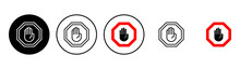 Stop Icon Set. Stop Road Sign. Hand Stop Icon Vector