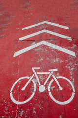 cycling traffic signs, traffic concept, urban transportation, traffic directional arrows for bicycles painted on the asphalt street