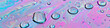 © Margarita Ratatosk - Serum or water drops on blue, pink and purple surface background. Toner, cleanser lotion, hyaluronic serum. Clear liquid skin care cosmetic product texture with bubbles. Hologram gradient neon colors