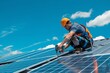 © Kristian - Rooftop Solar Panel Installation: Man at Work