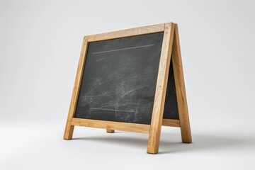 Wall Mural - Freestanding A frame blackboard blank and isolated angled towards the left side on a white background