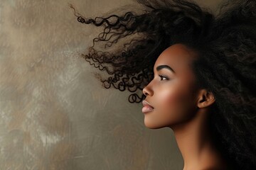 Wall Mural - Black woman with flowing hair viewed from the side