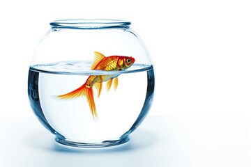 Sticker - Isolated white fish bowl filled with clear water