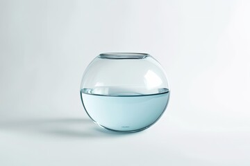 Isolated white background with empty fish bowl