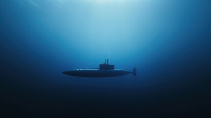 Wall Mural - A lone submarine ventures into the blue abyss, a symbol of marine discovery