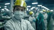 © OLGA - Factory workers wear face masks to prevent the spread of COVID-19.