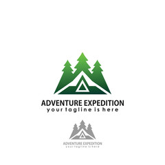 Wall Mural - outdoor adventure vintage logo design, mountain and forest logo inspiration