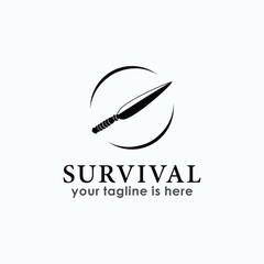 Wall Mural - survival knife logo design vector, adventure logo inspiration