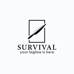 Wall Mural - survival knife logo design vector, adventure logo inspiration