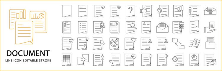 Document icons. Document line icons. Document icon set. Vector illusraion Editable stroke.