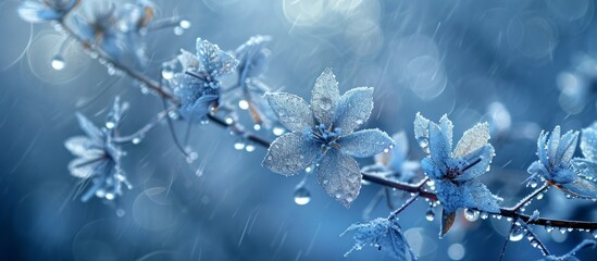 Poster - Winter season reveals a stunning plant adorned with snowflakes.