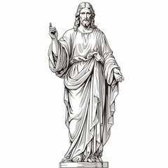 Wall Mural - Illustration of Jesus Christ in Robes with Hand Raised

